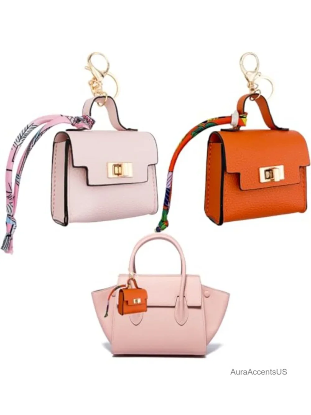 2 Pack Mini Backpack Keychain Coin Purse PU Leather Makeup Bag Headphone Pouch